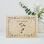Nautical Beach Vintage Wedding Tischnummer Card (Stehend Vorderseite)