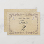 Nautical Beach Vintage Wedding Tischnummer Card (Vorne/Hinten)