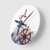 Nautical Beach Wedding Bridesmaid-Geschenk Runde Wanduhr (Winkel)