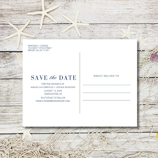Nautical Beach Wedding Foto Save the Date Ankündigungspostkarte