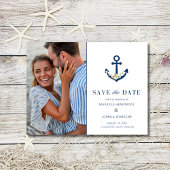 Nautical Beach Wedding Foto Save the Date Ankündigungspostkarte