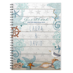 Nautical Beach Wedding Guestbook Notizblock