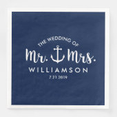Nautical Beach Wedding Navy Blue Anchor Custom Serviette (Vorderseite)