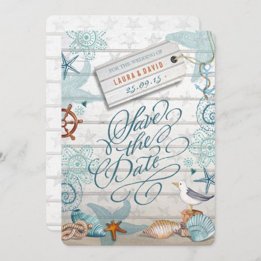 Nautical Beach Wedding | SAVE THE DATE (Vorne/Hinten)