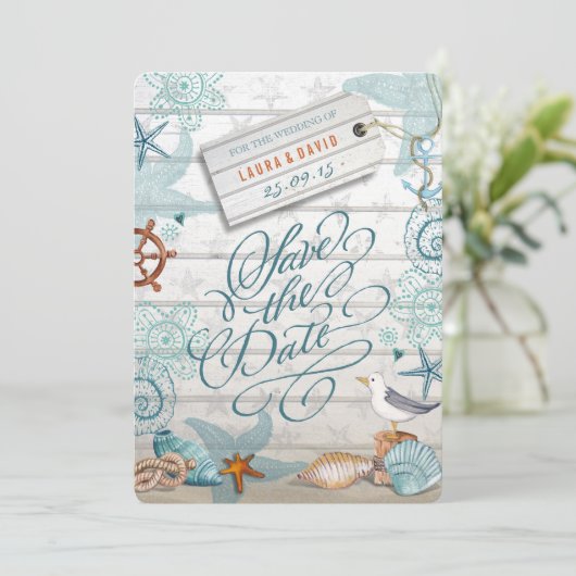 Nautical Beach Wedding | SAVE THE DATE (Stehend Vorderseite)
