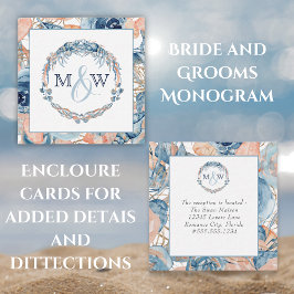 Nautical Beach Wedding Seashells Starfish Enclos Begleitkarte