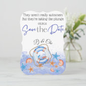 Nautical Beach Wedding Theme Card Save The Date (Stehend Vorderseite)
