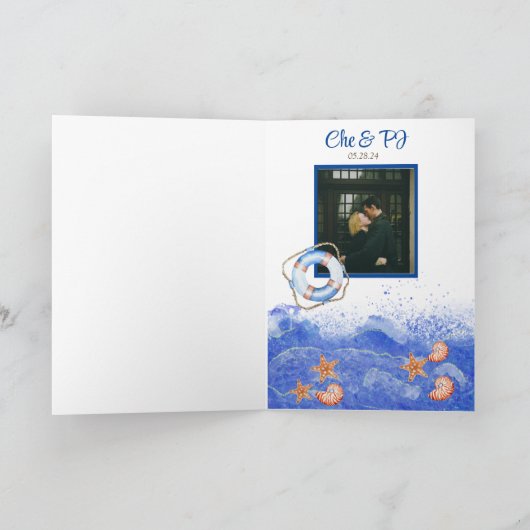 Nautical Beach Wedding Theme Einladung (Innenseite)