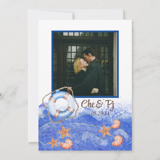 Nautical Beach Wedding Theme Einladung (Rückseite)