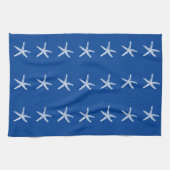 Nautical Beach White Starfish Patterns Deep Blue Geschirrtuch (Horizontal)
