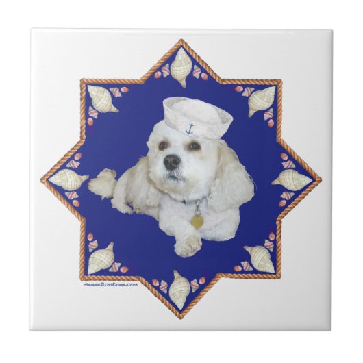 Nautical Bichon Frise Fliese (Vorderseite)