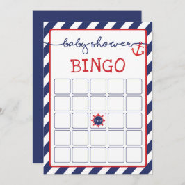 Nautical Bingo Baby Showgame Navy Red Einladung