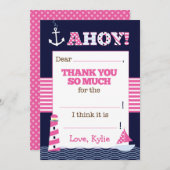 Nautical Birthday füllen Sie das Leere aus Dankesc Dankeskarte (Vorne/Hinten)