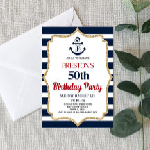 Nautical Birthday Party Einladung Custom Navy Blu