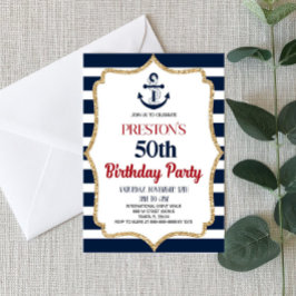 Nautical Birthday Party Einladung Custom Navy Blu