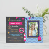 Nautical Birthday Party Foto Sailor Boats Einladun Einladung (Stehend Vorderseite)