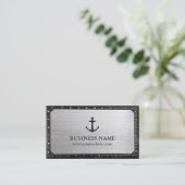 Nautical Black Anchor Dark Gerahmt Cool Metal Visitenkarte (Stehend Vorderseite)