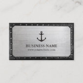 Nautical Black Anchor Dark Gerahmt Cool Metal Visitenkarte (Vorderseite)