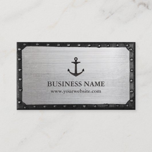 Nautical Black Anchor Dark Gerahmt Cool Metal Visitenkarte (Vorderseite)