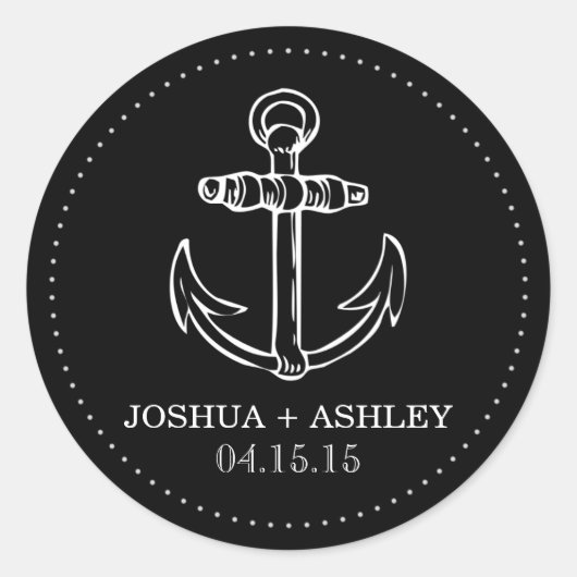 Nautical Black Anchor Wedding Date Stickers (Vorderseite)