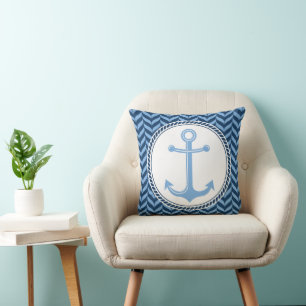 Nautical Blau Anker Küste Kissen