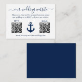 Nautical Blue Anchor 2 QR UAWG Details Hochzeit Begleitkarte (Vorne/Hinten)