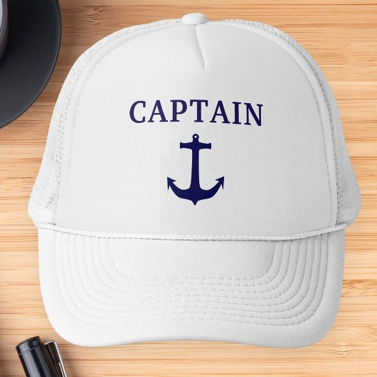 Nautical Blue Anchor Captain Hat Truckerkappe