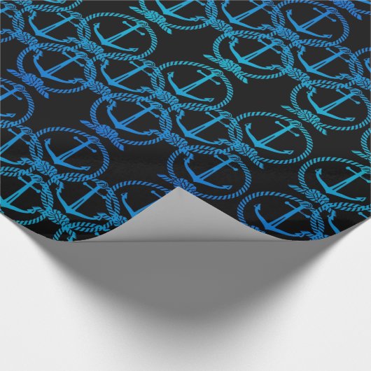 Nautical Blue Anchor Motif Geschenkpapier (Ecke)