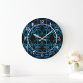 Nautical Blue Anchor Motif Round Wall Clock Große Wanduhr (Zuhause)