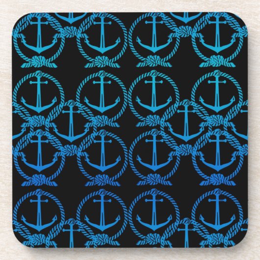Nautical Blue Anchor Motif-Untersetzer Getränkeuntersetzer (Vorderseite)