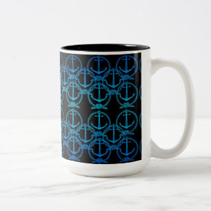 Nautical Blue Anchor Motif Zweifarbige Tasse