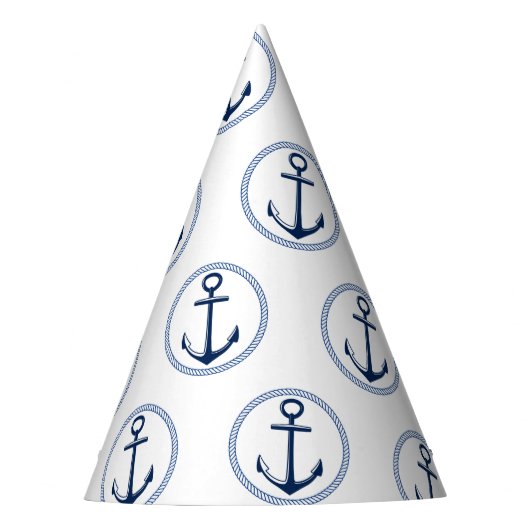 Nautical Blue Anchor Party Hat Partyhütchen (Vorderseite)