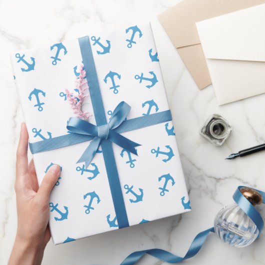 Nautical Blue Anchor Sea Party Geschenkpapier (Schenken)
