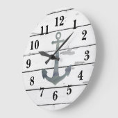 Nautical Blue Anchor Shiplap Rustisches Dekor Große Wanduhr (Winkel)