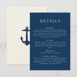 Nautical Blue Anchor Stilvolle Hochzeit im moderne Begleitkarte