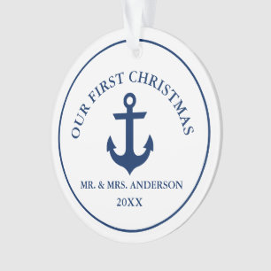 Nautical Blue Anchor Unser erstes Weihnachten Ornament