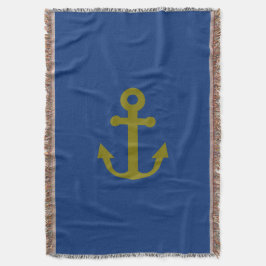 Nautical Blue and Gold Anker Decke