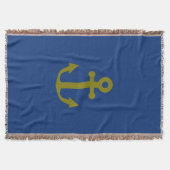 Nautical Blue and Gold Anker Decke (Vorderseite)