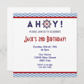 Nautical Blue and Red Birthday Party - Einladung (Vorne/Hinten)