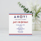 Nautical Blue and Red Birthday Party - Einladung (Stehend Vorderseite)