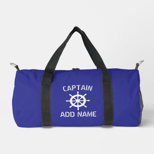 Nautical blue and white ship wheel logo custom duffle bag (Vorderseite)