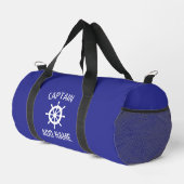 Nautical blue and white ship wheel logo custom duffle bag (Rechte Ecke)