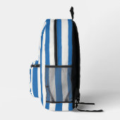 Nautical Blue and White Stripes and Name Bedruckter Rucksack (Rechts)