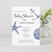 Nautical Blue Baby Dusche Einladung (Stehend Vorderseite)