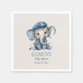 Nautical Blue Baby Elephant Baby Shower Serviette