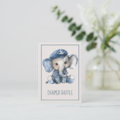Nautical Blue Baby Elephant Diaper Raffle Begleitkarte (Stehend Vorderseite)