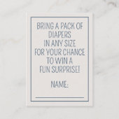 Nautical Blue Baby Elephant Diaper Raffle Begleitkarte (Rückseite)