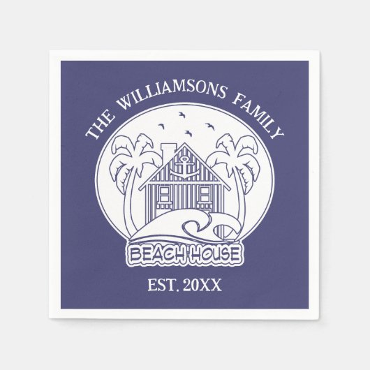 Nautical Blue Beach House Anchor Serviette (Vorderseite)