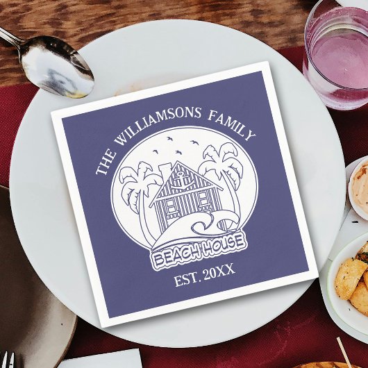 Nautical Blue Beach House Anchor Serviette