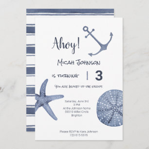 Nautical Blue Birthday Einladung jedes Alters